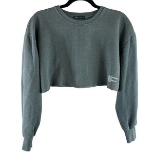 Zara Women’s Cropped Crewneck Sweatshirt Sz S
